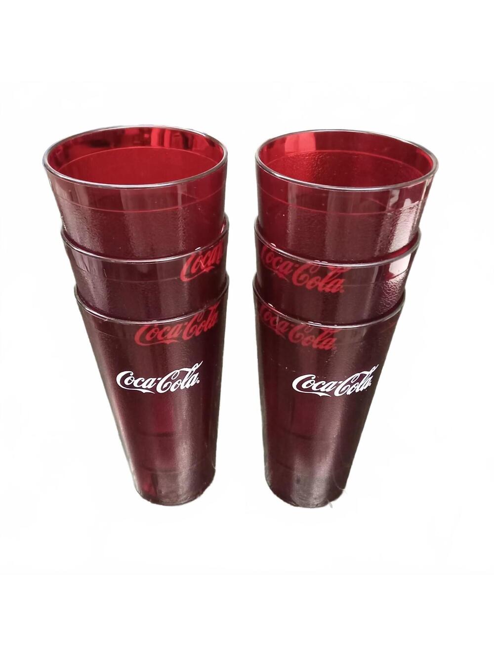 Ruby Red Textured Plastic Tumbler Coca Cola Cups 24 Oz Restaurant Style Set of 6